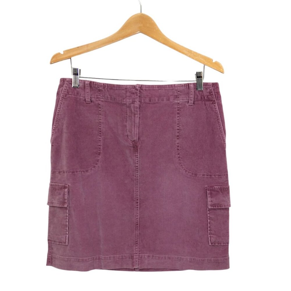NWT J.Jill Corduroy Cargo Skirt Washed Plum Mauve Utility Chic Size 8 - Picture 2 of 7